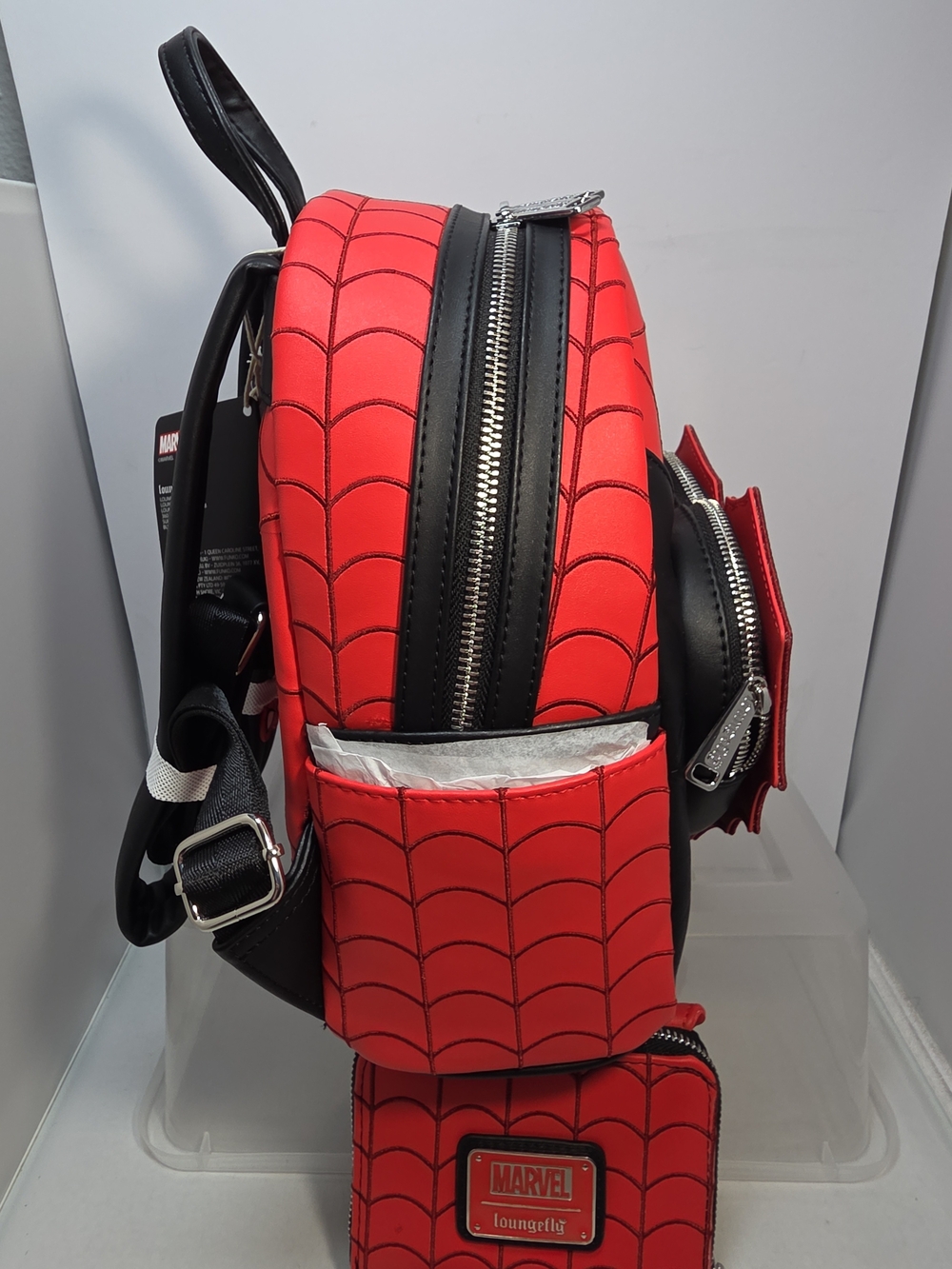 Loungefly Marvel Spider-Man Web Heart Mini Backpack & Wallet Set NWT - Picture 3 of 5